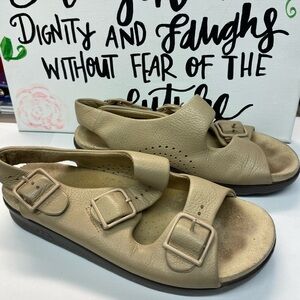 SAS RELAXED Women’s Beige TRIPAD COMFORT Sandals 3-BUCKLE Slingback,SZ 7